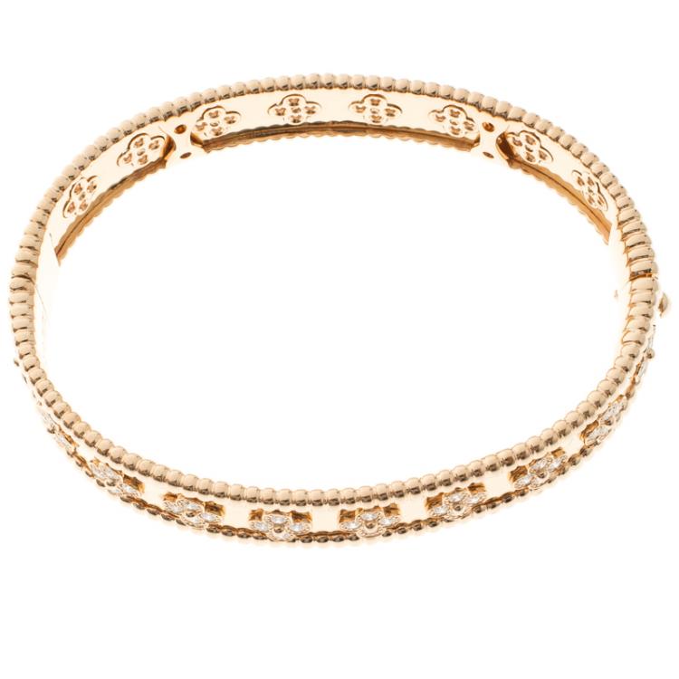 Pre Owned Van Cleef & Arpels Perlee Clover 18k Rose Gold Bracelet M
