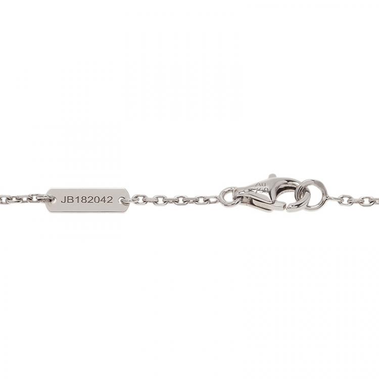 Pre Owned Van Cleef & Arpels Vintage Alhambra Turquoise White Gold Pendant Necklace