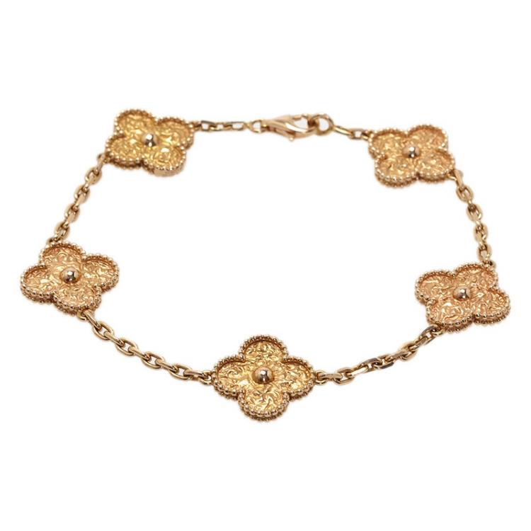 Pre Owned Van Cleef & Arpels Vintage Alhambra Rose Gold Bracelet