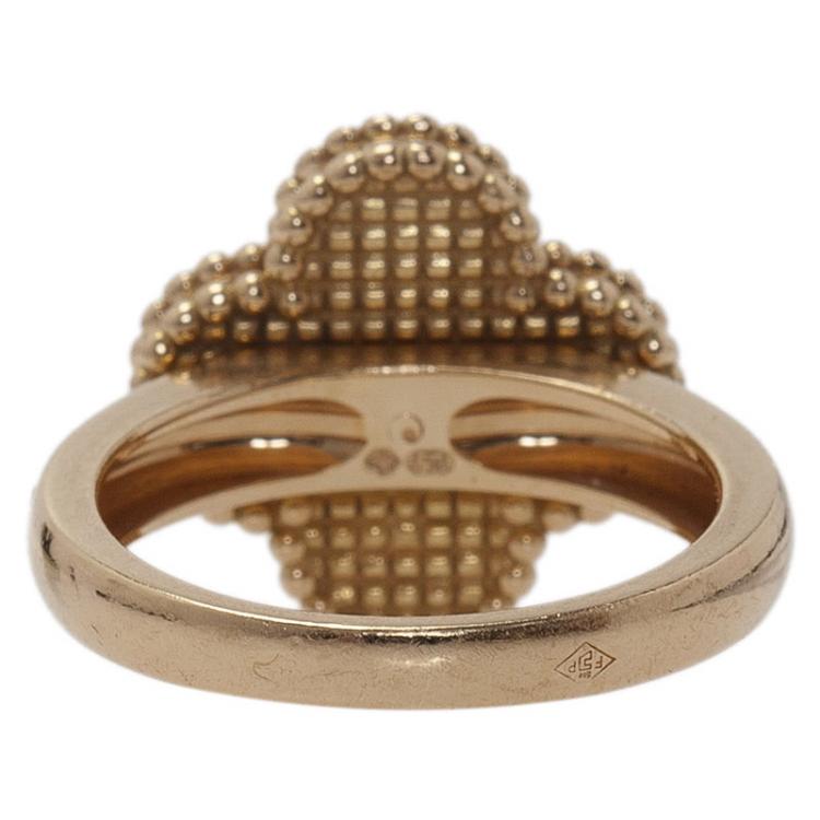 Pre Owned Van Cleef and Arpels Vintage Alhambra Onyx  Yellow Gold Ring Size 51