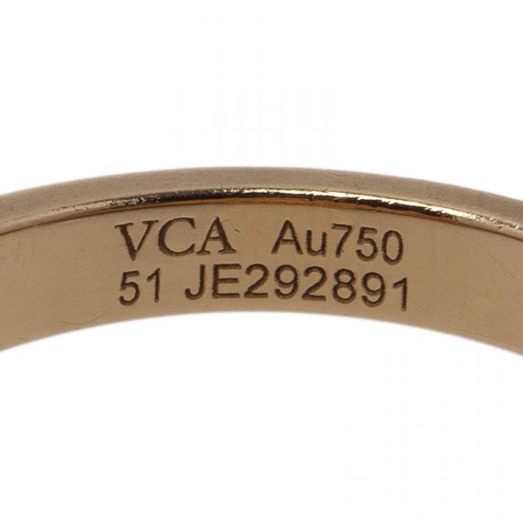 Pre Owned Van Cleef and Arpels Vintage Alhambra Onyx  Yellow Gold Ring Size 51