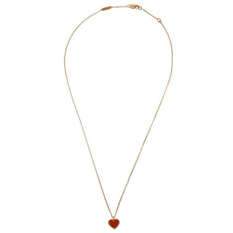 Sweet Alhambra heart bracelet 18K rose gold, Carnelian - Van Cleef
