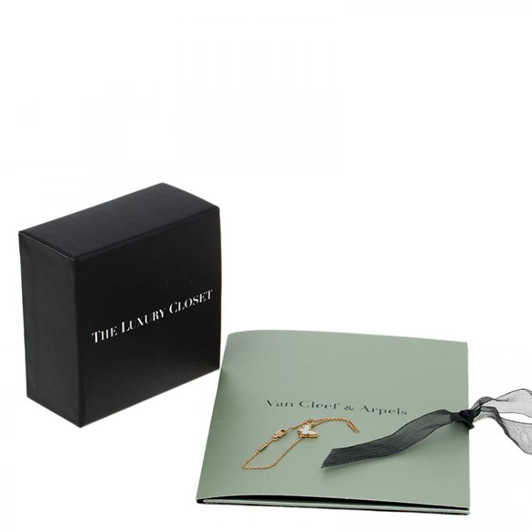 Pre Owned Van Cleef and Arpels Sweet Al Hambra Butterfly Mother of Pearl Yellow Gold Bracelet