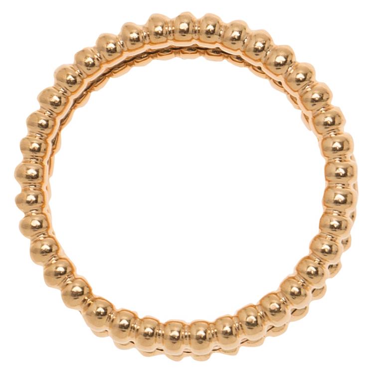 Pre Owned Van Cleef & Arpels Perlee Signature Rose Gold Ring Size 51