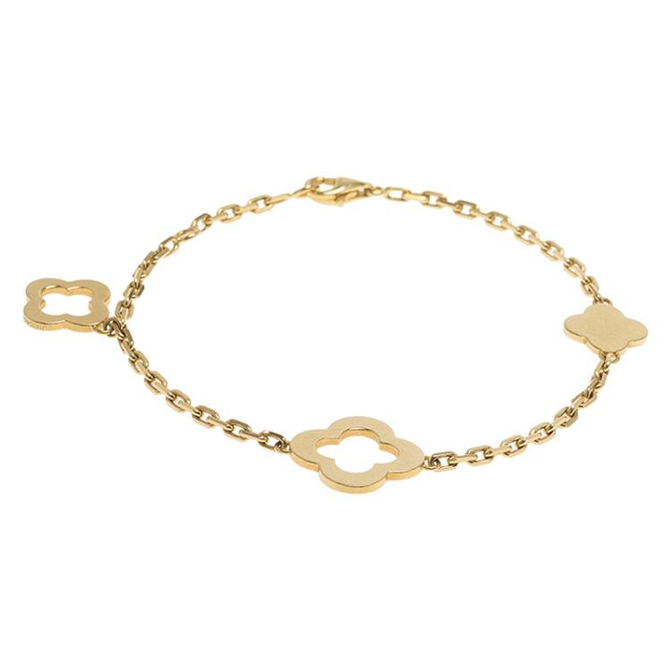 Pre Owned Van Cleef & Arpels Byzantine Alhambra 3-Motifs Yellow Gold Bracelet 