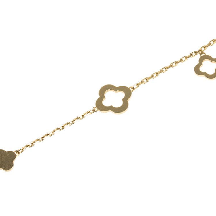 Pre Owned Van Cleef & Arpels Byzantine Alhambra 3-Motifs Yellow Gold Bracelet 