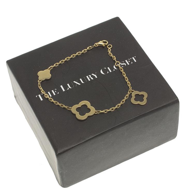 Pre Owned Van Cleef & Arpels Byzantine Alhambra 3-Motifs Yellow Gold Bracelet 
