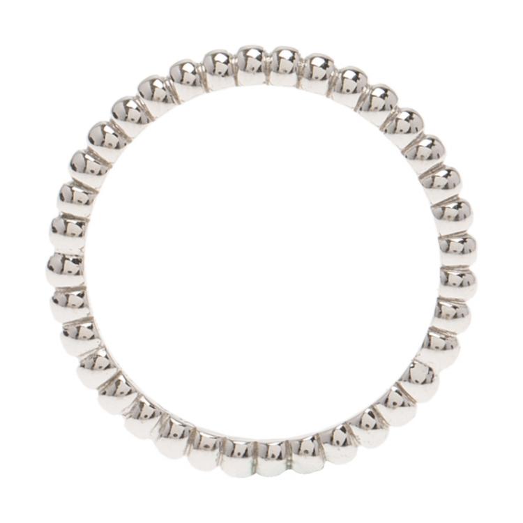 Pre Owned Van Cleef & Arpels Perlee Pearls of Gold White Gold Ring Size 49