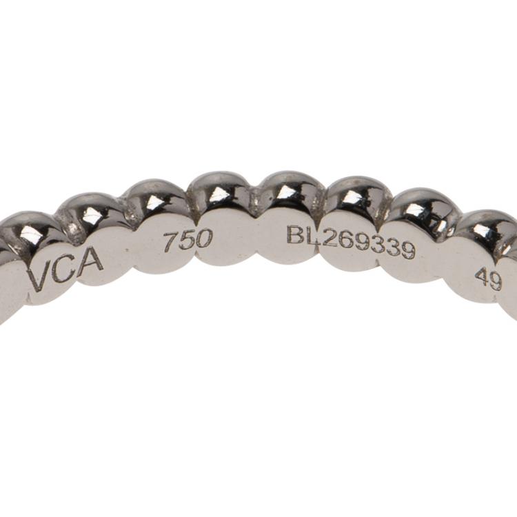 Pre Owned Van Cleef & Arpels Perlee Pearls of Gold White Gold Ring Size 49