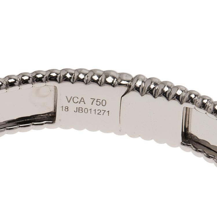 مملوكة مسبقًا Van Cleef & Arpels Perlee Signature White Gold Bangle Bracelet Size 18