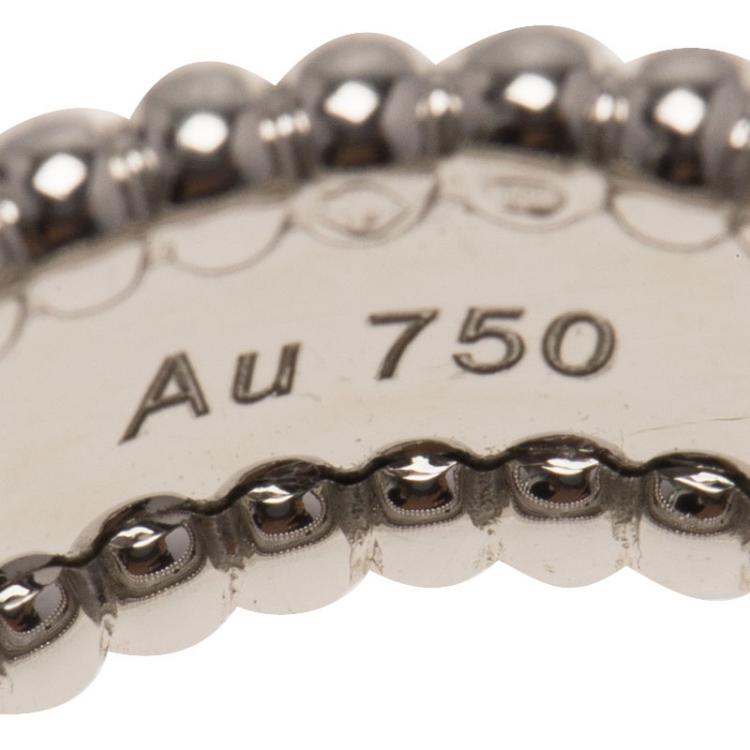 Pre Owned Van Cleef & Arpels Perlee Signature White Gold Band Ring Size 50