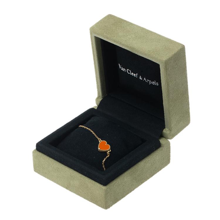 Pre Owned Van Cleef & Arpels Sweet Alhambra Heart Carnelian Rose Gold Bracelet