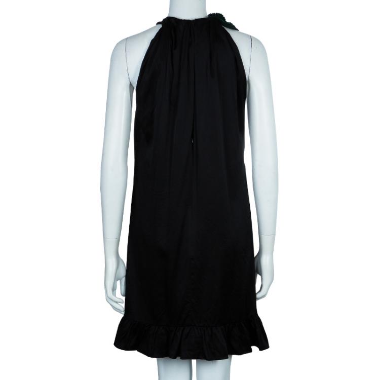 Pre Owned Lavender By Vera Wang Black Flower Detail Dress M