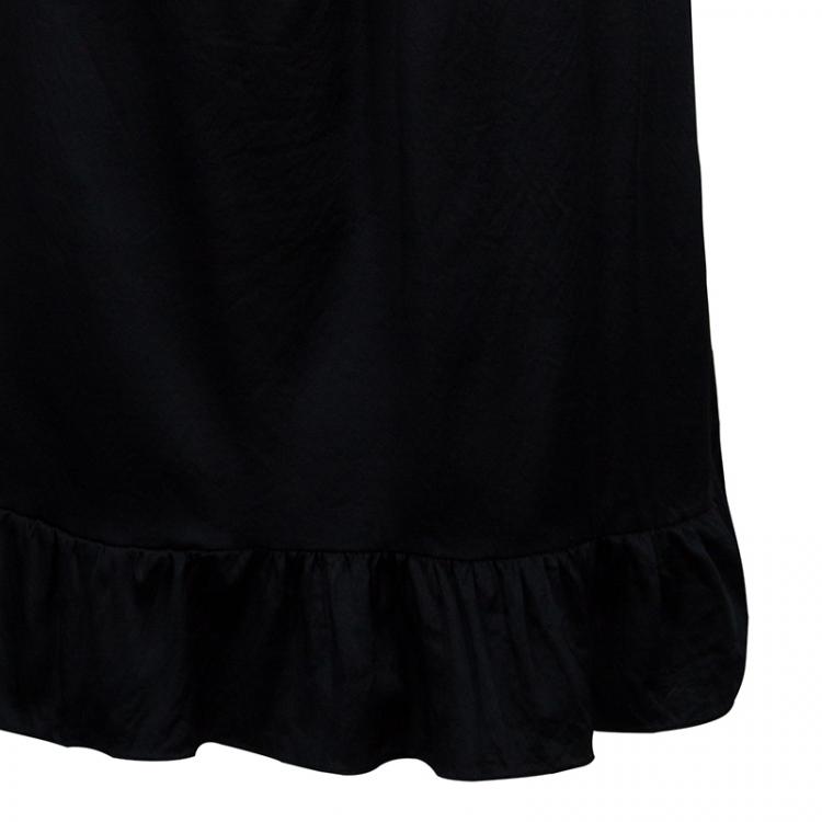 Pre Owned Lavender By Vera Wang Black Flower Detail Dress M