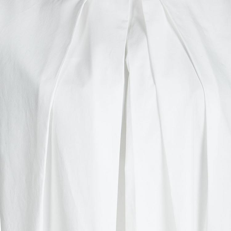 Pre Owned Vera Wang White Cotton Quilling Embroidery Detail Oversized Blouse XS