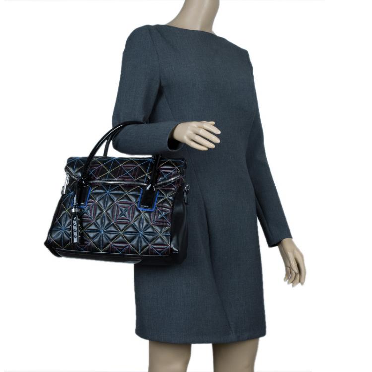 Pre Owned Versace Jeans Black Leather Trapuntata Satchel