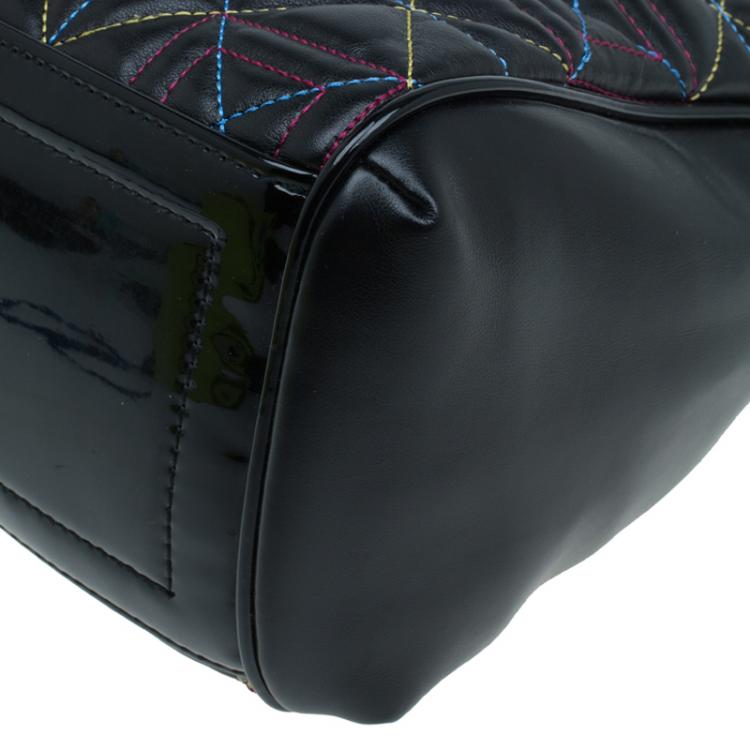 Pre Owned Versace Jeans Black Leather Trapuntata Satchel