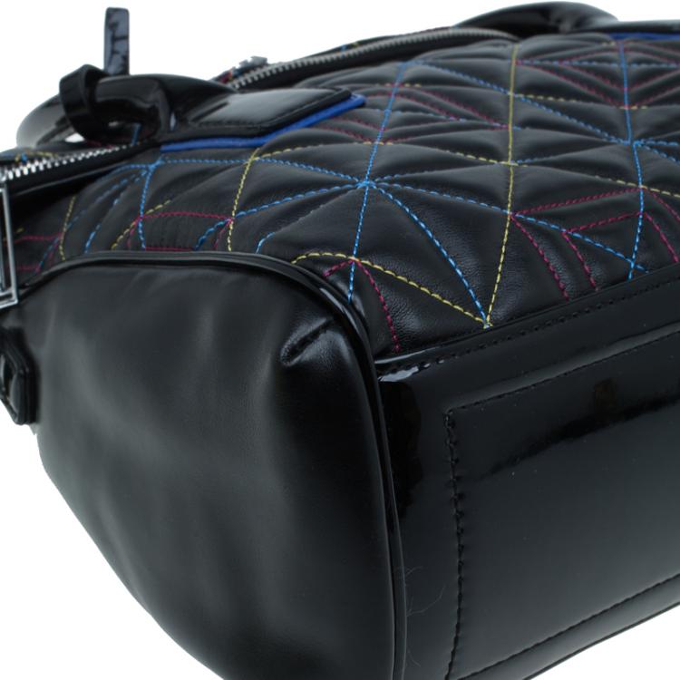 Pre Owned Versace Jeans Black Leather Trapuntata Satchel