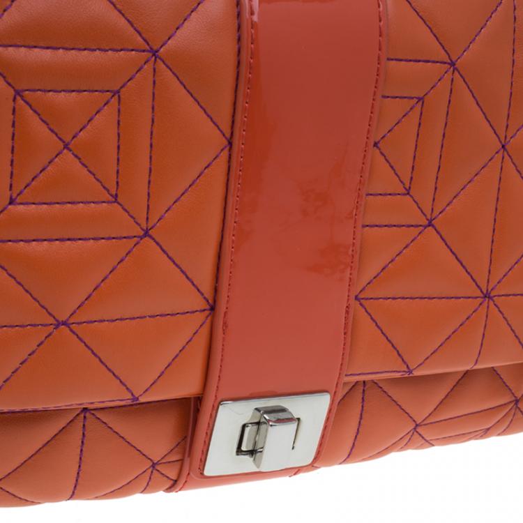 مملوكة مسبقًا Versace Jeans Orange Leather Tassel Trapuntata Shoulder Bag