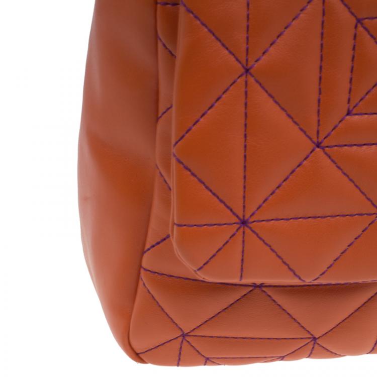 مملوكة مسبقًا Versace Jeans Orange Leather Tassel Trapuntata Shoulder Bag