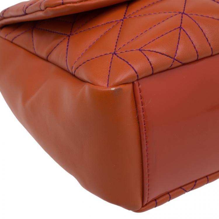 مملوكة مسبقًا Versace Jeans Orange Leather Tassel Trapuntata Shoulder Bag