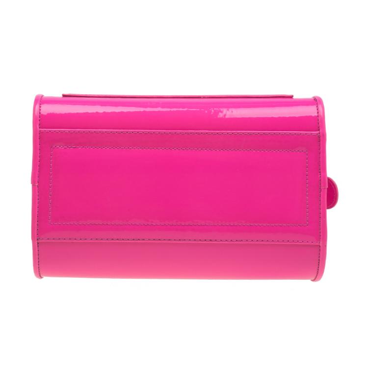 Pre Owned Versace Jeans Pink Patent Leather Medium Box Top Handle Bag