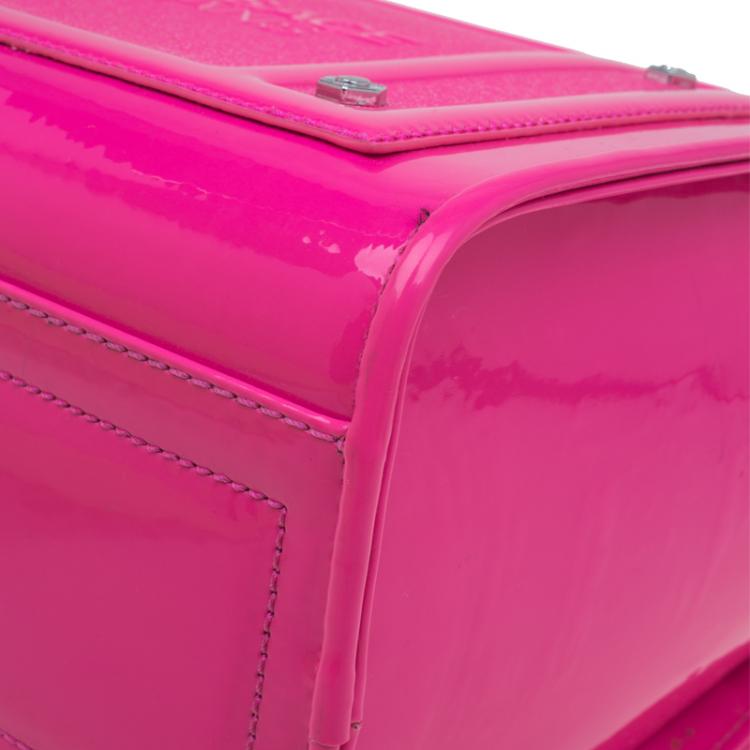 Pre Owned Versace Jeans Pink Patent Leather Medium Box Top Handle Bag