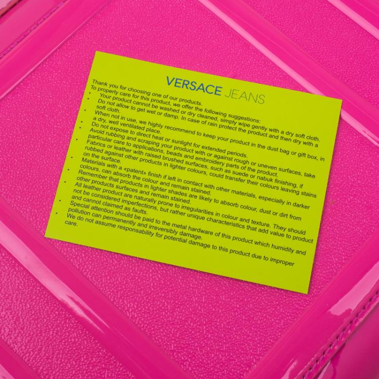 Pre Owned Versace Jeans Pink Patent Leather Medium Box Top Handle Bag