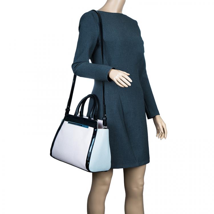 Pre Owned Versace Jeans Bi Color Pebbled Leather Tote