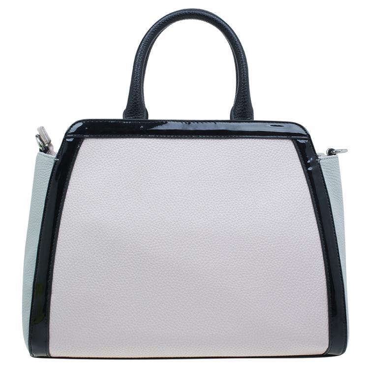 Pre Owned Versace Jeans Bi Color Pebbled Leather Tote