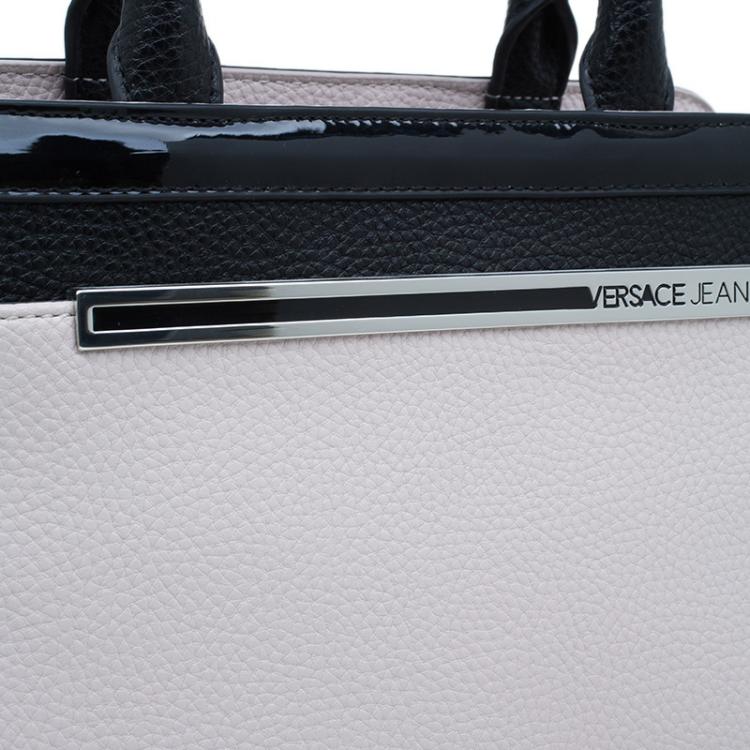 Pre Owned Versace Jeans Bi Color Pebbled Leather Tote