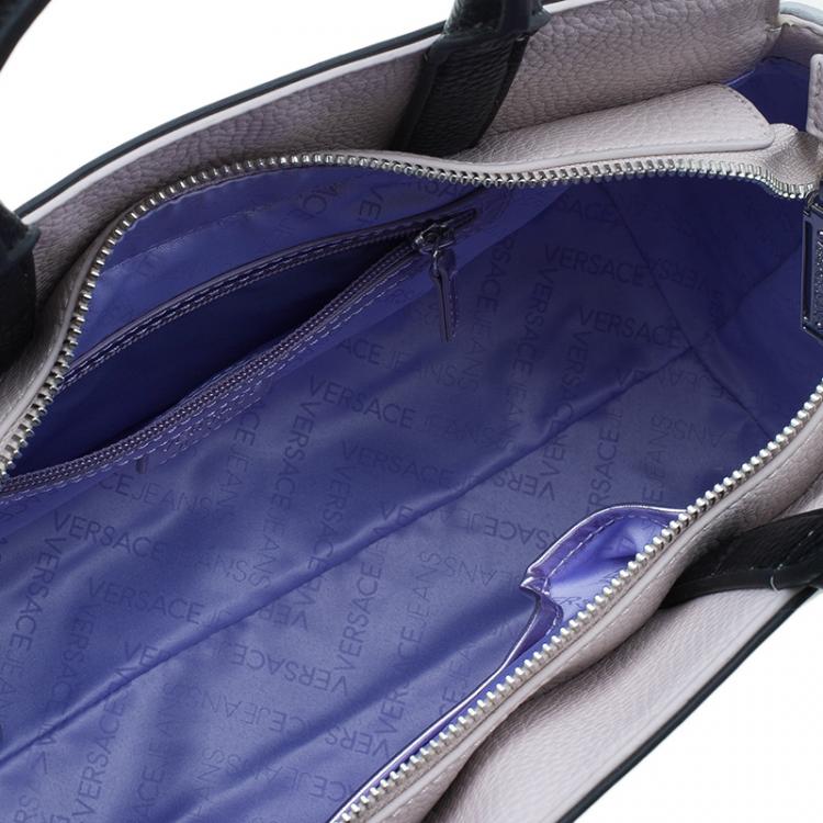Pre Owned Versace Jeans Bi Color Pebbled Leather Tote