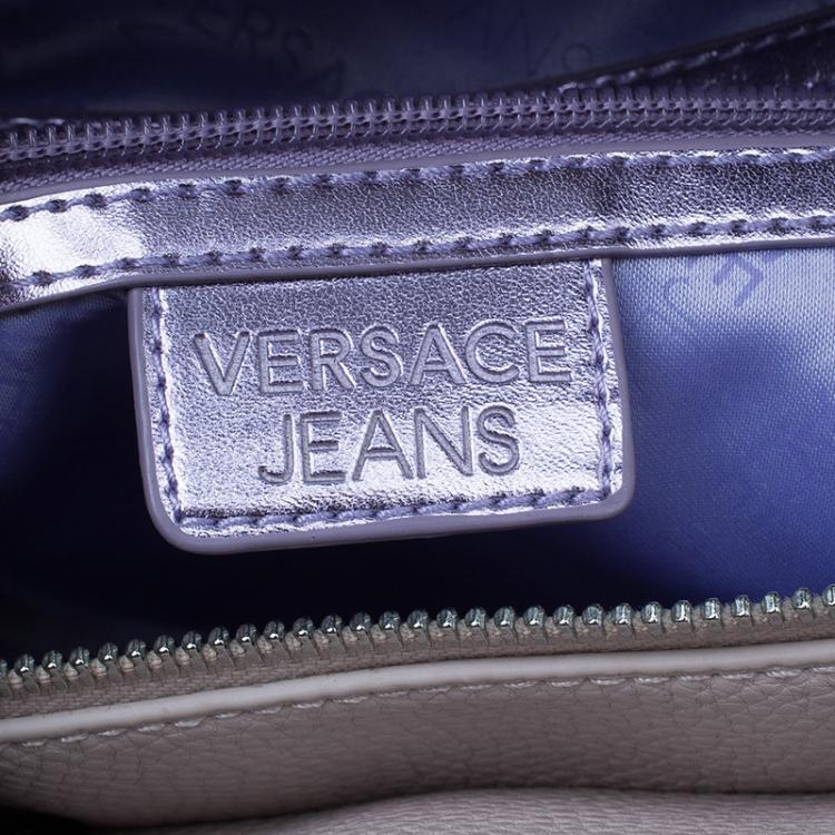 Pre Owned Versace Jeans Bi Color Pebbled Leather Tote