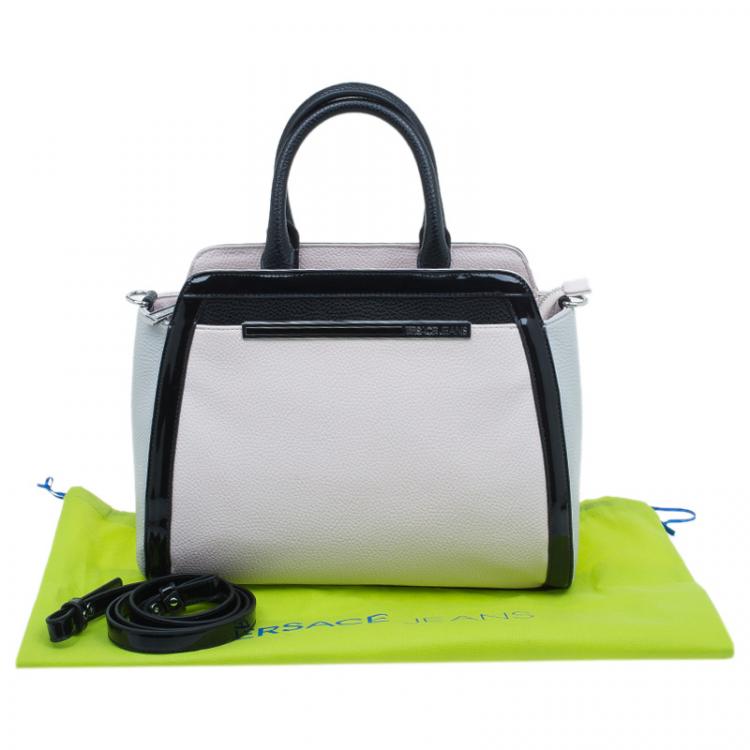 Pre Owned Versace Jeans Bi Color Pebbled Leather Tote