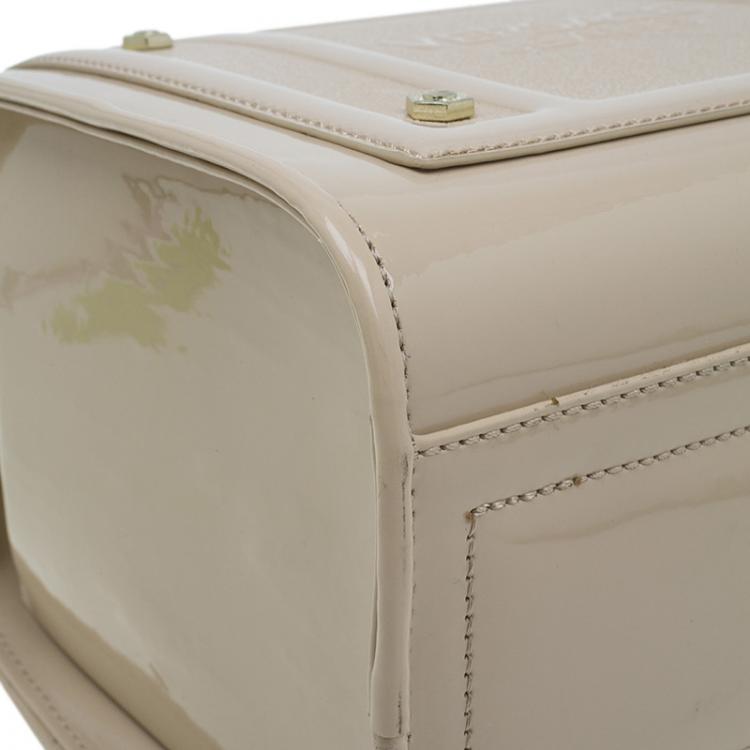 Pre Owned Versace Jeans Beige Patent Leather Medium Box Top Handle Bag