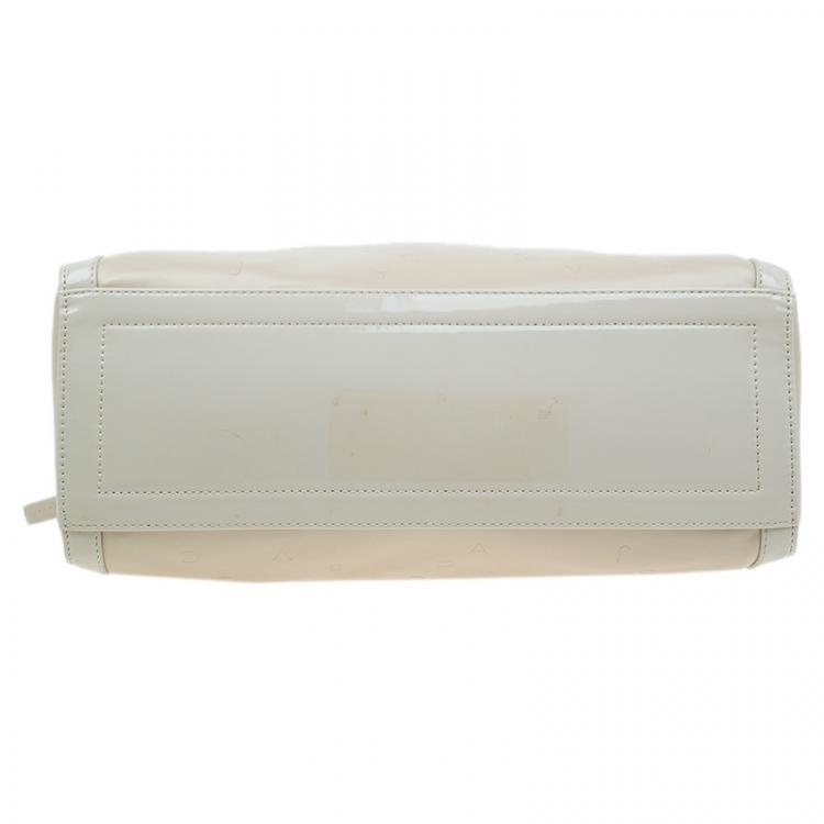 Pre Owned Versace Jeans Beige Embossed Leather Logo Tote
