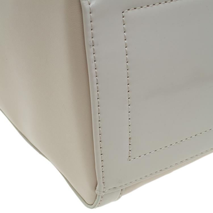 Pre Owned Versace Jeans Beige Embossed Leather Logo Tote