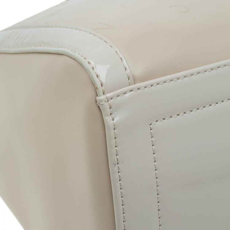 Pre Owned Versace Jeans Beige Embossed Leather Logo Tote