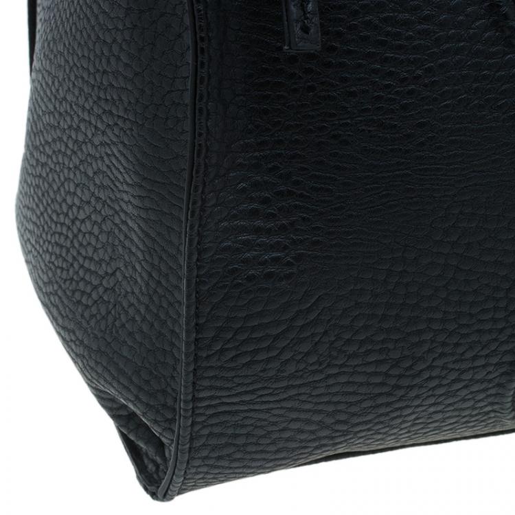 مملوكة مسبقًا Versace Jeans Black Pebbled Leather Crystal Studs Bowling Bag