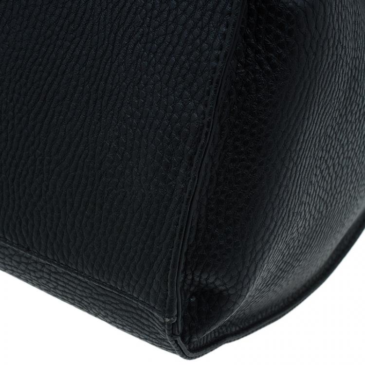مملوكة مسبقًا Versace Jeans Black Pebbled Leather Crystal Studs Bowling Bag