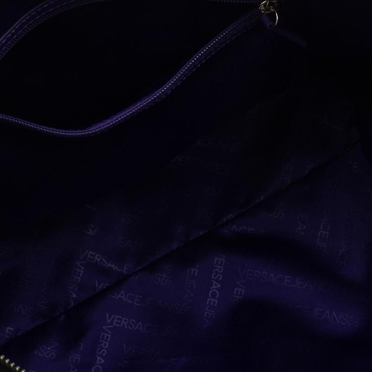 Pre Owned Versace Jeans Black Leather Large Chain Embellished Shopping Tote