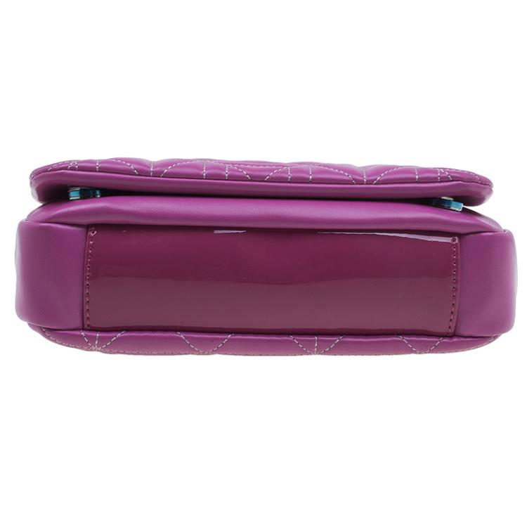 Pre Owned Versace Jeans Purple Leather Small Trapuntata Chain Shoulder Bag