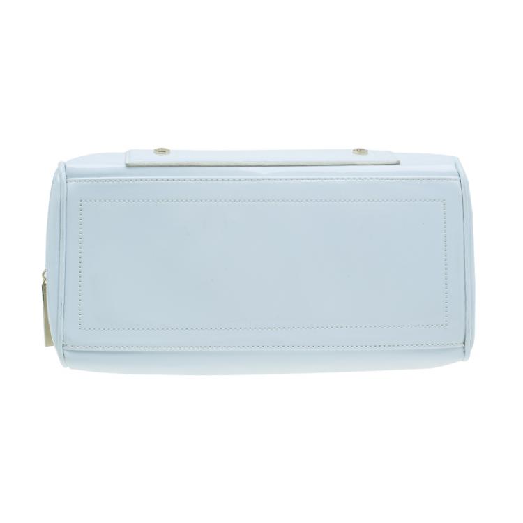 مملوكة مسبقًا Versace Jeans White Patent Leather Large Bowling Bag