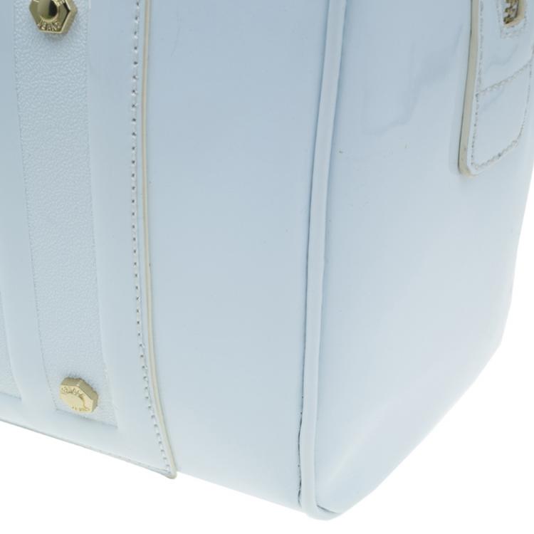 مملوكة مسبقًا Versace Jeans White Patent Leather Large Bowling Bag
