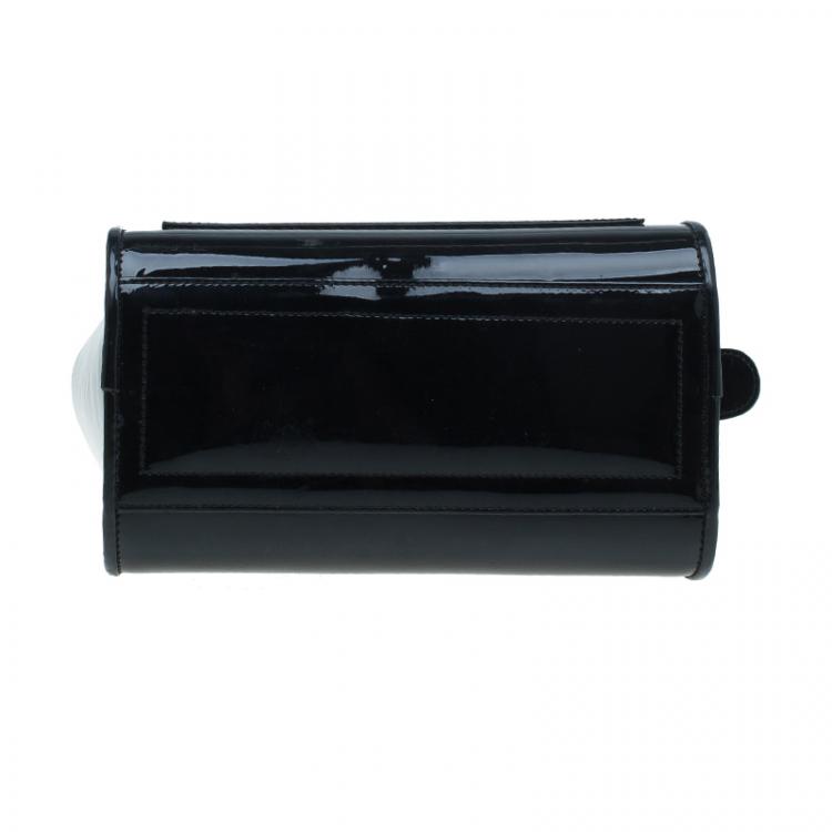 Pre Owned Versace Jeans Black Patent Leather Medium Box Top Handle Bag