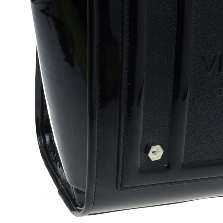 Pre Owned Versace Jeans Black Patent Leather Medium Box Top Handle Bag