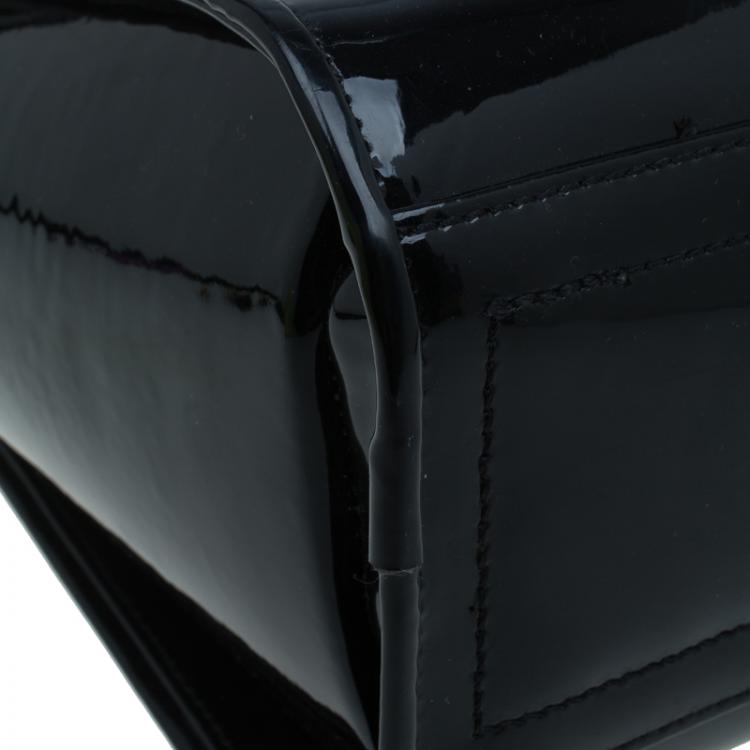 Pre Owned Versace Jeans Black Patent Leather Medium Box Top Handle Bag