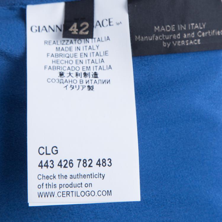 Pre Owned Versace Blue Floral Baroque Print Sleeveless Dress M