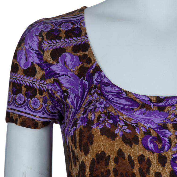 Pre Owned Versace Leopard Print Tunic Top S