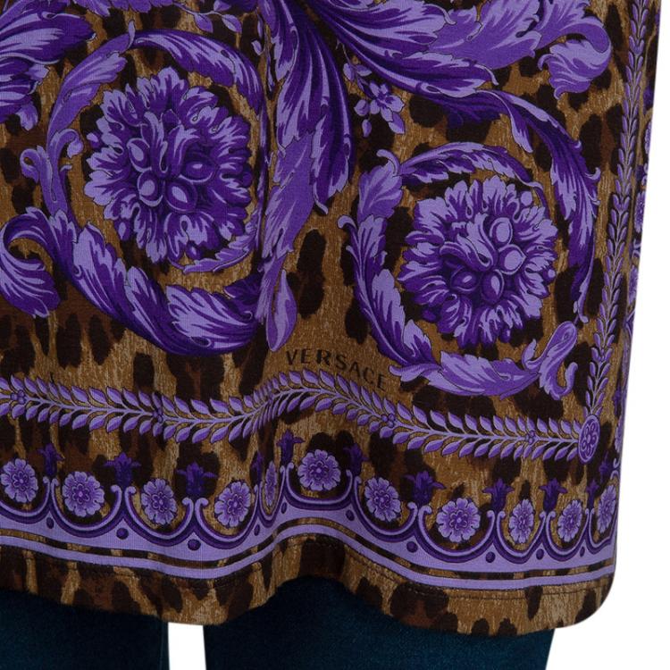 Pre Owned Versace Leopard Print Tunic Top S